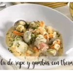 Casseruola di rana pescatrice e gamberi con Bimby