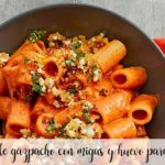 Maccheroni al gazpacho con briciole e uovo per Bimby