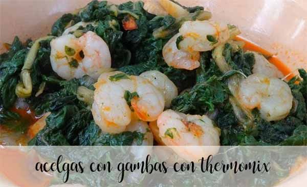 Acelgas con gambas con Thermomix