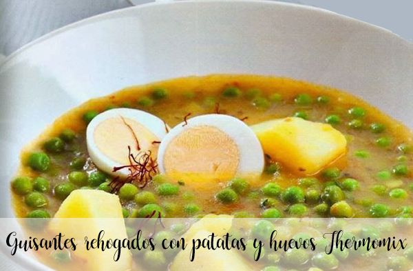 Guisantes rehogados con patatas y huevos con Thermomix