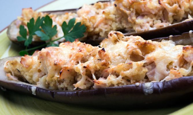 berenjenas rellenas de cuscus y champiñones con thermomix