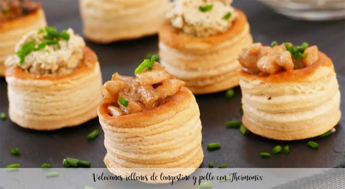Volovanes rellenos de langostino y pollo con Thermomix