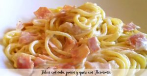 Tagliatelle con panna, prosciutto e formaggio con Bimby