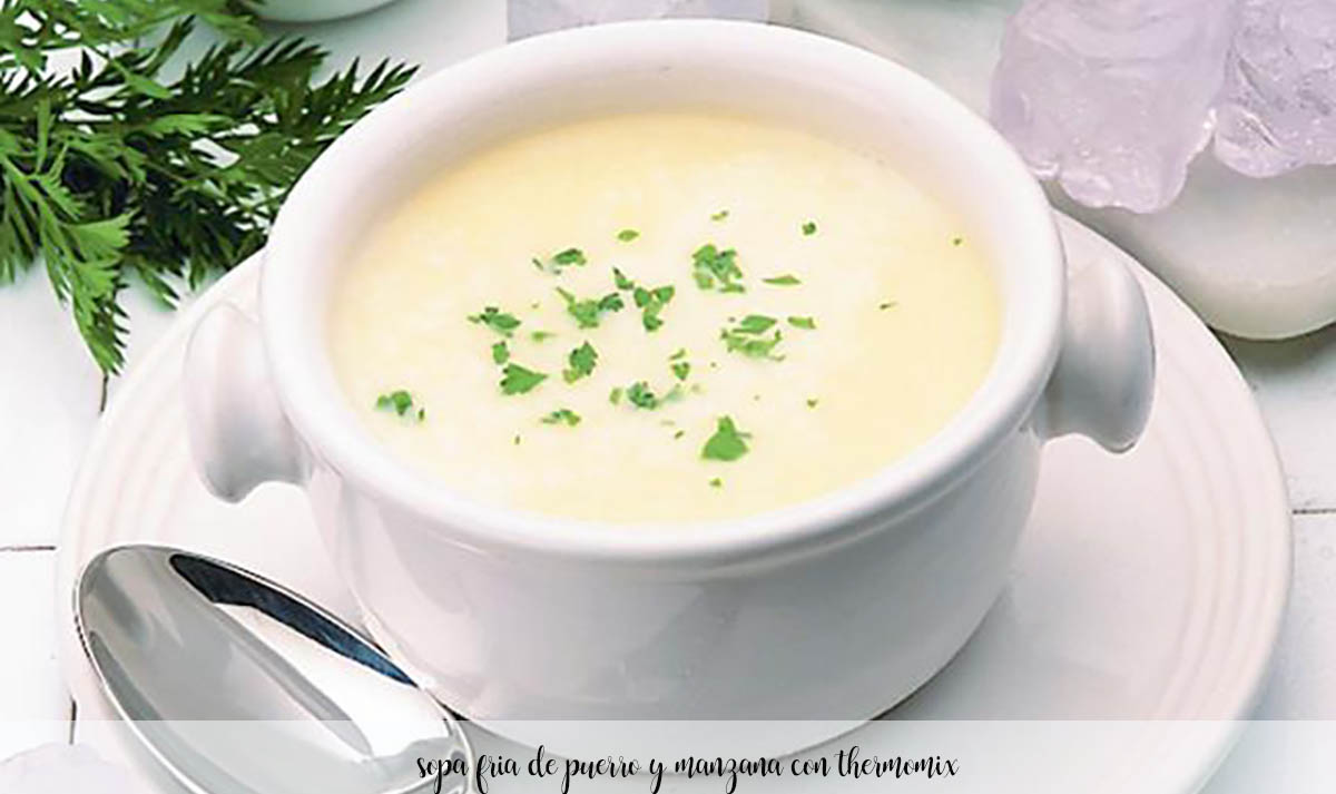 sopa fria de puerro y manzana con thermomix