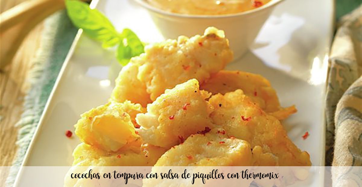Cocochas in tempura con salsa di peperoni piquillo nel Bimby