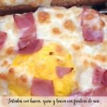 Tostadas con huevos, queso y bacon con freidora de aire