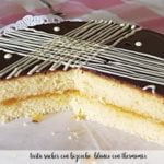 tarta sacher con bizcocho  blanco con thermomix