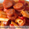 Macarrones con chorizo y salchichas con olla GM