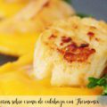Vieiras sobre crema de calabaza con Thermomix