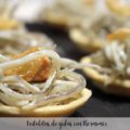tartaletas de gulas al ajillo con salmon ahumado con thermomix