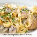 Pasta con champiñones y nata con thermomix