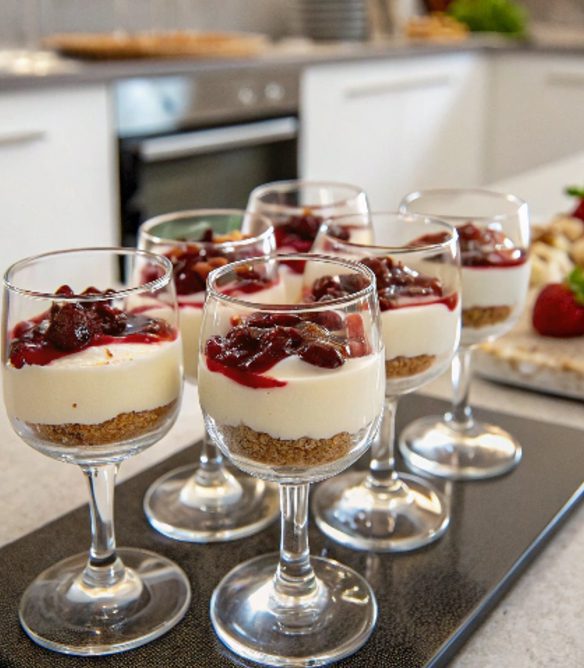 Cheesecake alle ciliegie con Bimby in bicchieri